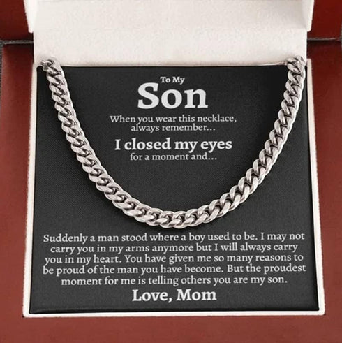 To My Son Stainless Steel Cuban Chain Necklace